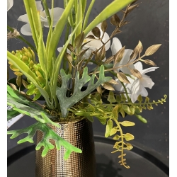 Kompozycja PREMIUM STORCZYKI BIAŁE 4x pędy w złotym wazonie LUX